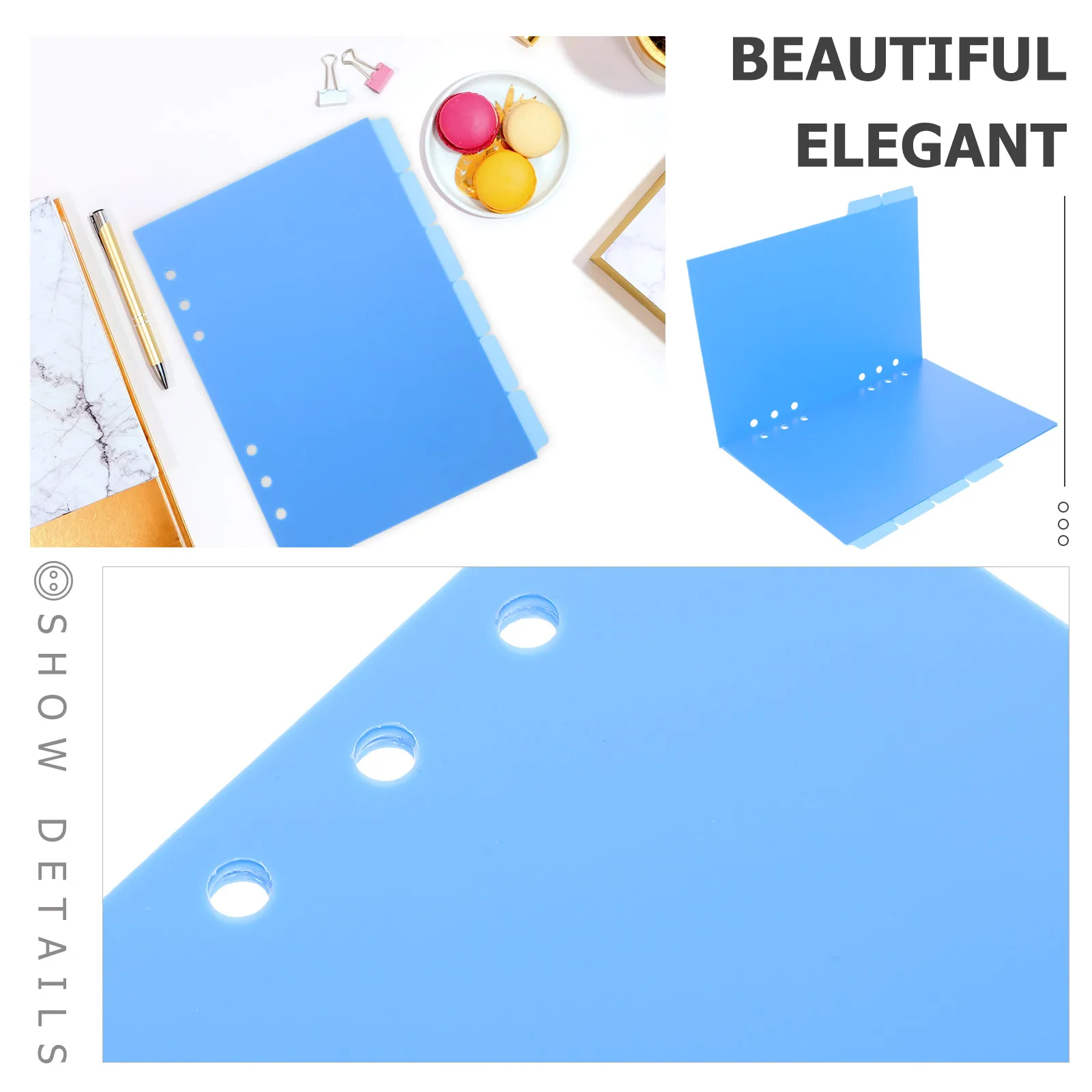 

6pcs Blue PP Dividers Page Tabs Binder Tabs Dividers for Binder Notebook Organizers Index Separators Plastic Accessories