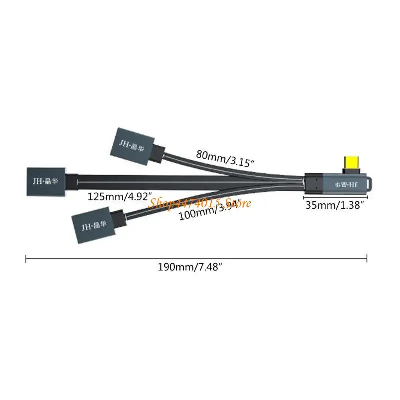 K1AA Алюминиевый тип C Удлиняющий кабель USB C Самцовый до 3 USB -адаптерный кабель Подключите больше устройств к ноутбуку или