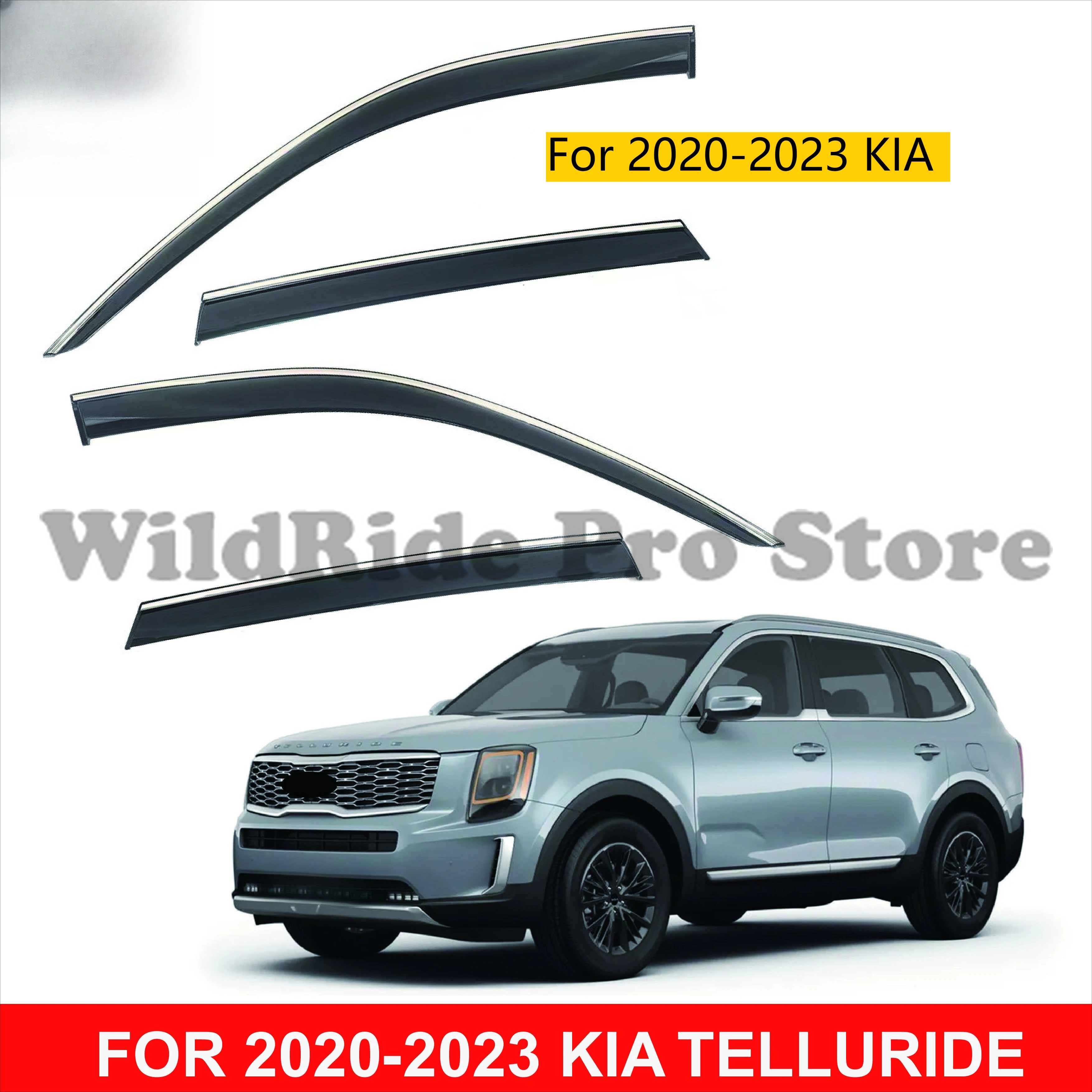 

FOR 2020-2023 KIA TELLURIDE WINDOW VISOR Car Door Rain Guard Side Windows Sun Visor Wind Deflector