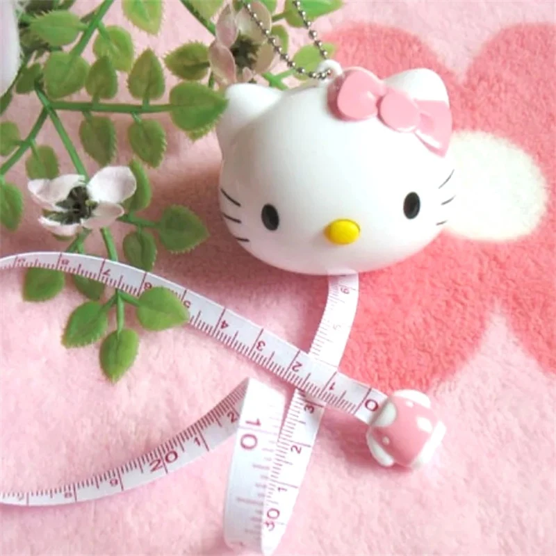 Hello Kitty pita teleskopik, pita pengukur lembut penggaris Meter portabel Mini pita teleskop untuk mengukur lingkar pinggang baju