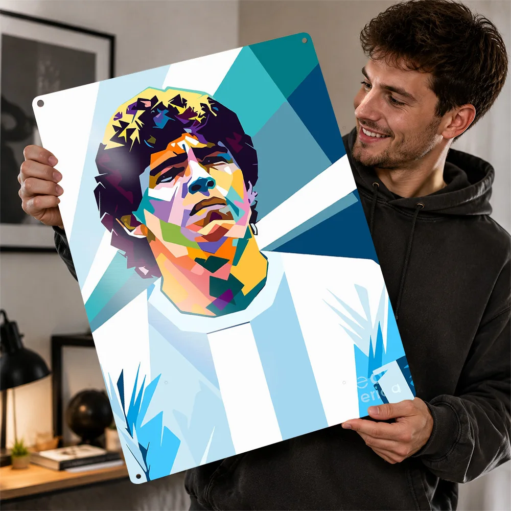 Diego Maradona Textured Poster Customized Metal Tin Sign Vivid Matchday Hero Wall Art A Distinctive Gift For Soccer Supporters