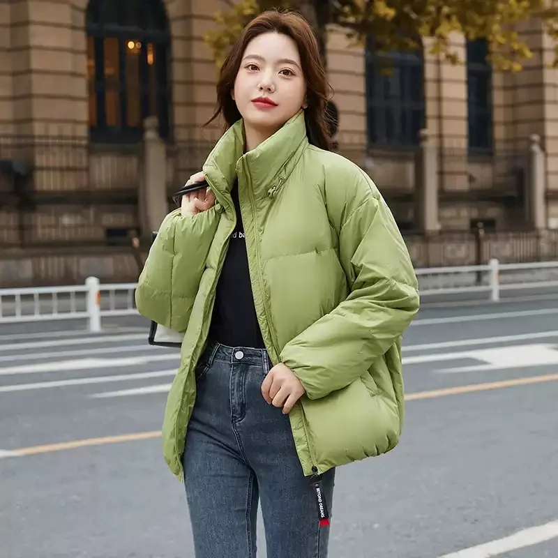 2022 moda inverno feminino pato branco para baixo puffer jaquetas casacos 2022 inverno quente à prova de vento casacos quentes