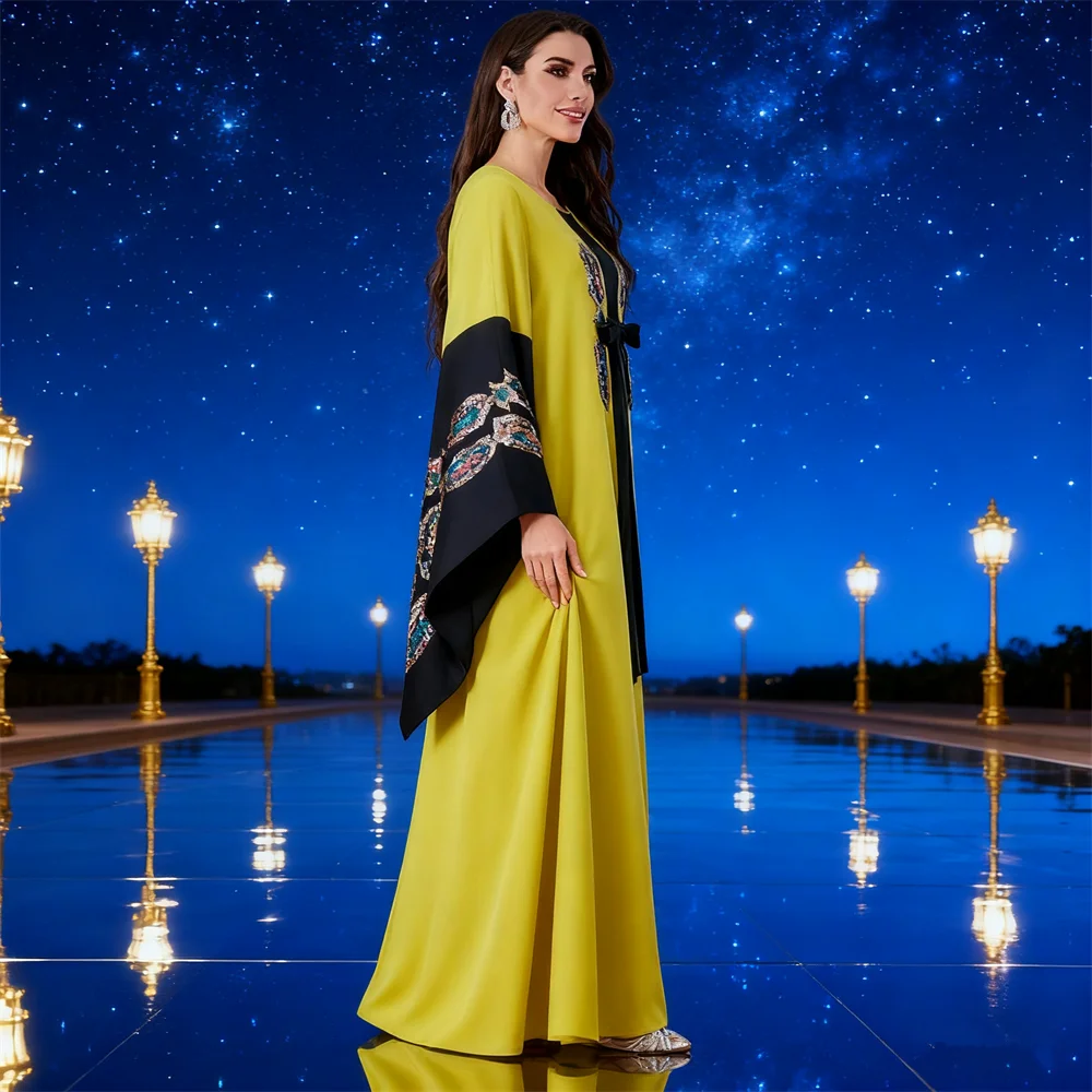 

Dubai Abaya Women Muslim Dresses Embroidery Party Robe Eid Djellaba Femme Musulmane Vestidos Islam Jalabiya Caftan Gown Kebaya
