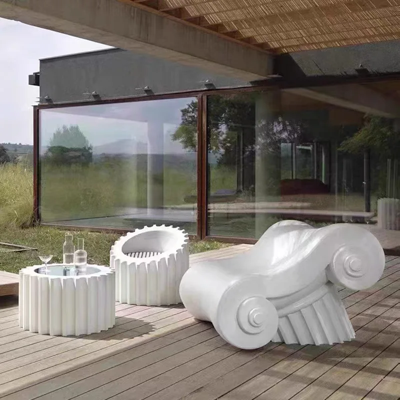 Outdoor fashion FRP gear seat Roman column special-shaped recliner round combination FRP shaped chair stool