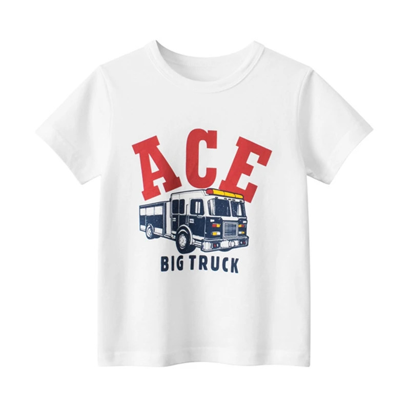 Vibrant and Playful Boys' Short-Sleeved T-Shirt - Construction Vehicle Design 1-6 Years