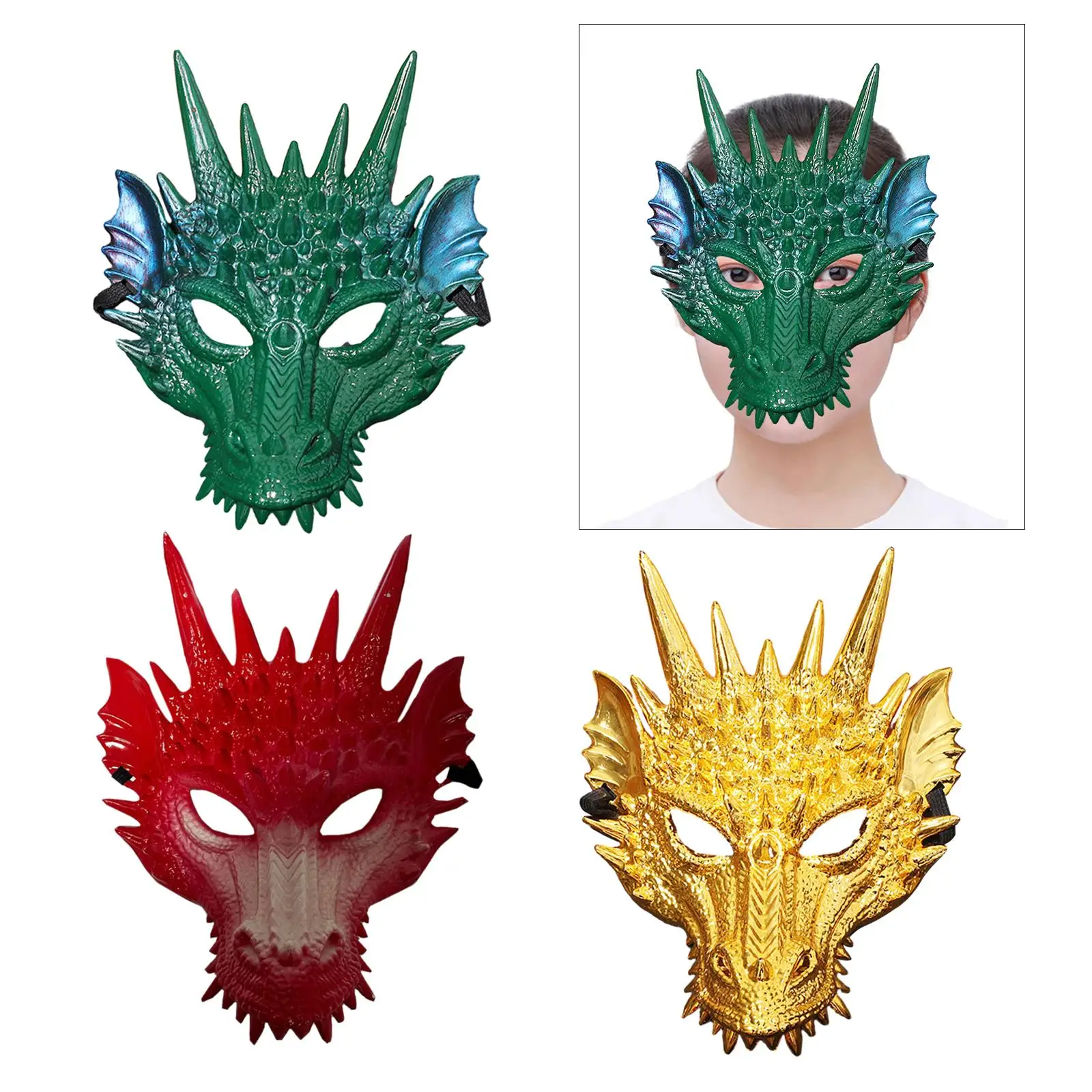 Accessoires de masque de tête de dragon, masque facial unisexe, jeu de simulation de fête, robe de paupières