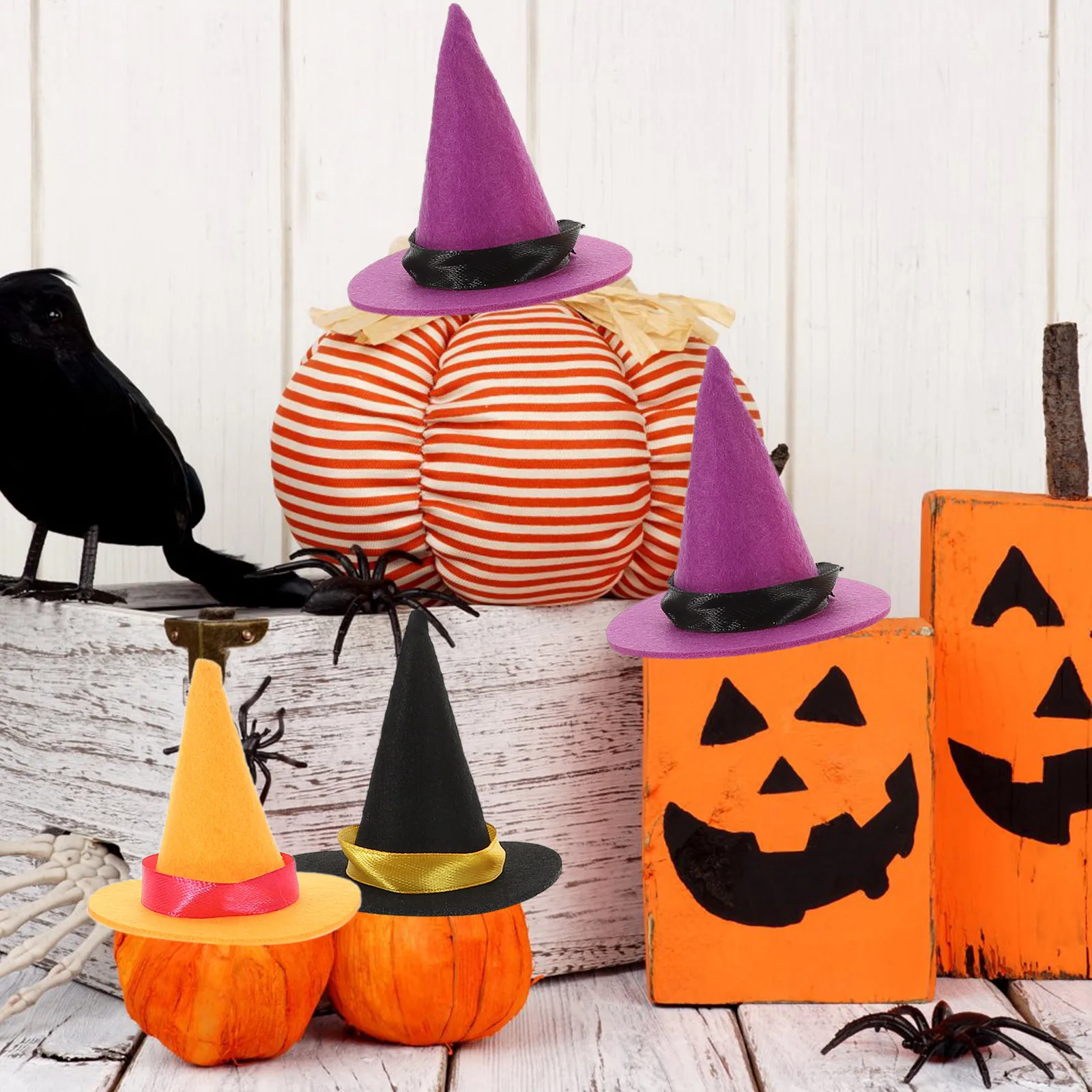 

20Pcs Mini Witch Hats Tiny Party Hats For Drinks Diy Decorations Halloween Wine Bottle Hats Small Craft Supplies
