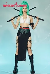 HAIKYUU Costume Cosplay derivato Zoro da donna Top e gonna con giacca e cintura Kimono Style Casual Outfit Halter Costume