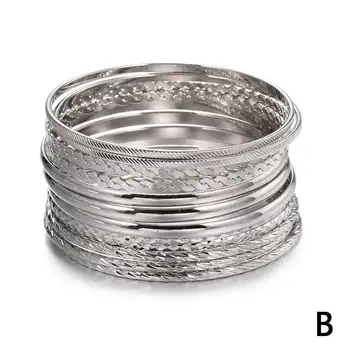 12件龐克古巴鏈手鍊套裝,女士邁阿密波西米亞風粗金飾手鐲手鐲時尚飾品 Y2C7 6 最佳銷售 手鐲 - №2