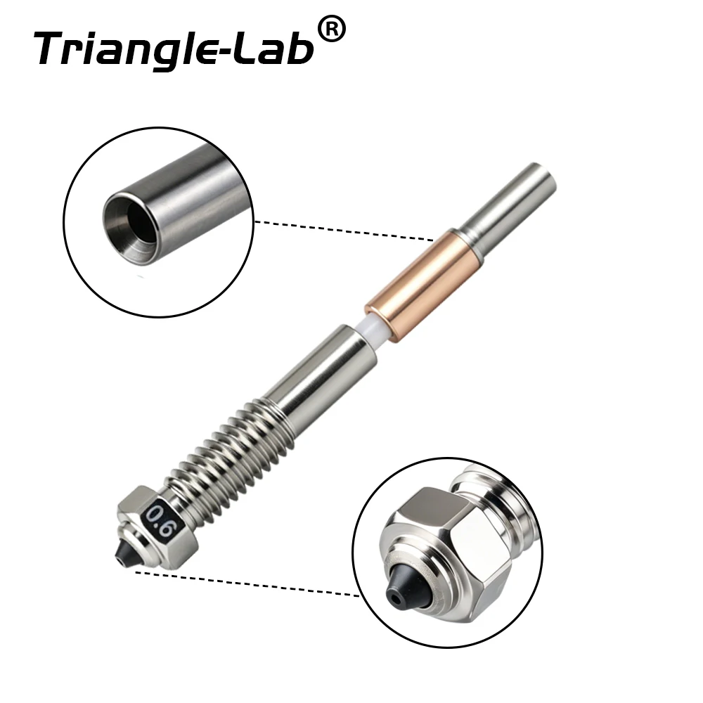 Trianglelab®For QIDI Q2/Q2C Bimetallic Nozzle 0.2/0.4/0.6/0.8mm Hotend Nozzles Quick Removal Ceramic Insulation Integration view 4