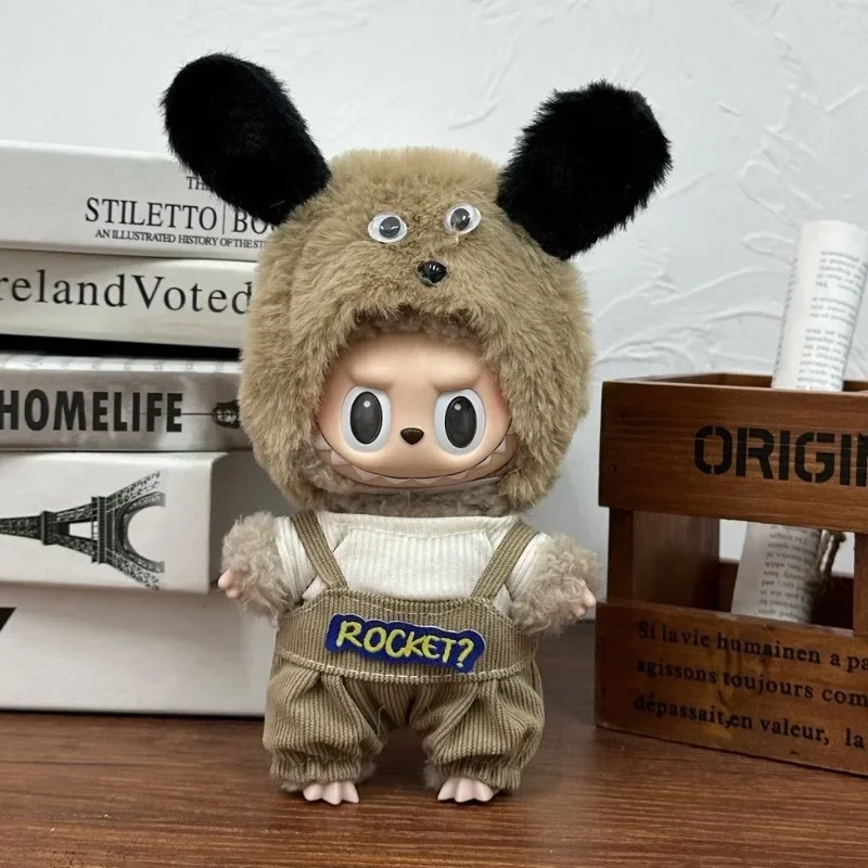 17 cm Labubu-Anhänger, Babykleidung, Vinyl, Labubu-Puppe, kann getragen und für Plüschtiere, Kleidungsset, Kinderspielzeug geändert werden