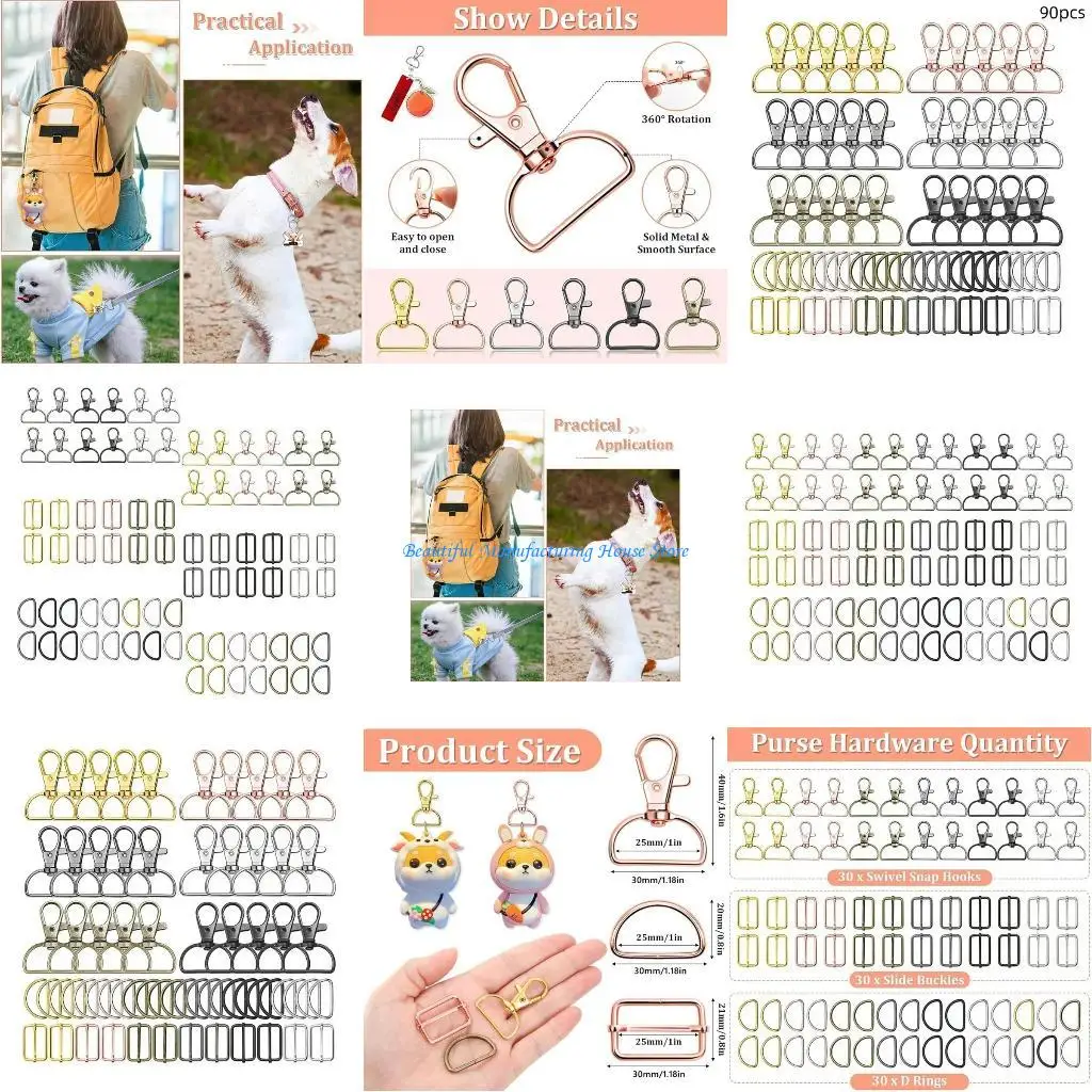 

E56A Fashionable Lobster Keyring Reliable Spring Hook for Bag and Purse Decoration