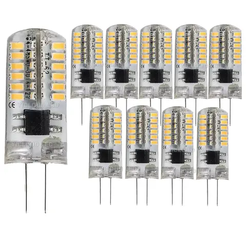 หลอดไฟ LED G4 10 ชิ้น 12W 9W 5W 3W 2W AC DC12V SMD 2835 3014 ไฟ LED SMD ขนาดเล็ก หลอดซิลิโคน สีขาวอบอุ่น สีขาว มุมแสง 360 องศา