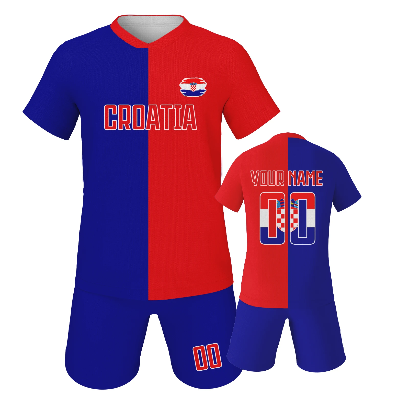 

Custom Croatia Football Kit for Children Personalized Printed Name ＆ Number Soccer Uniform National Team Football Shirt for Fan