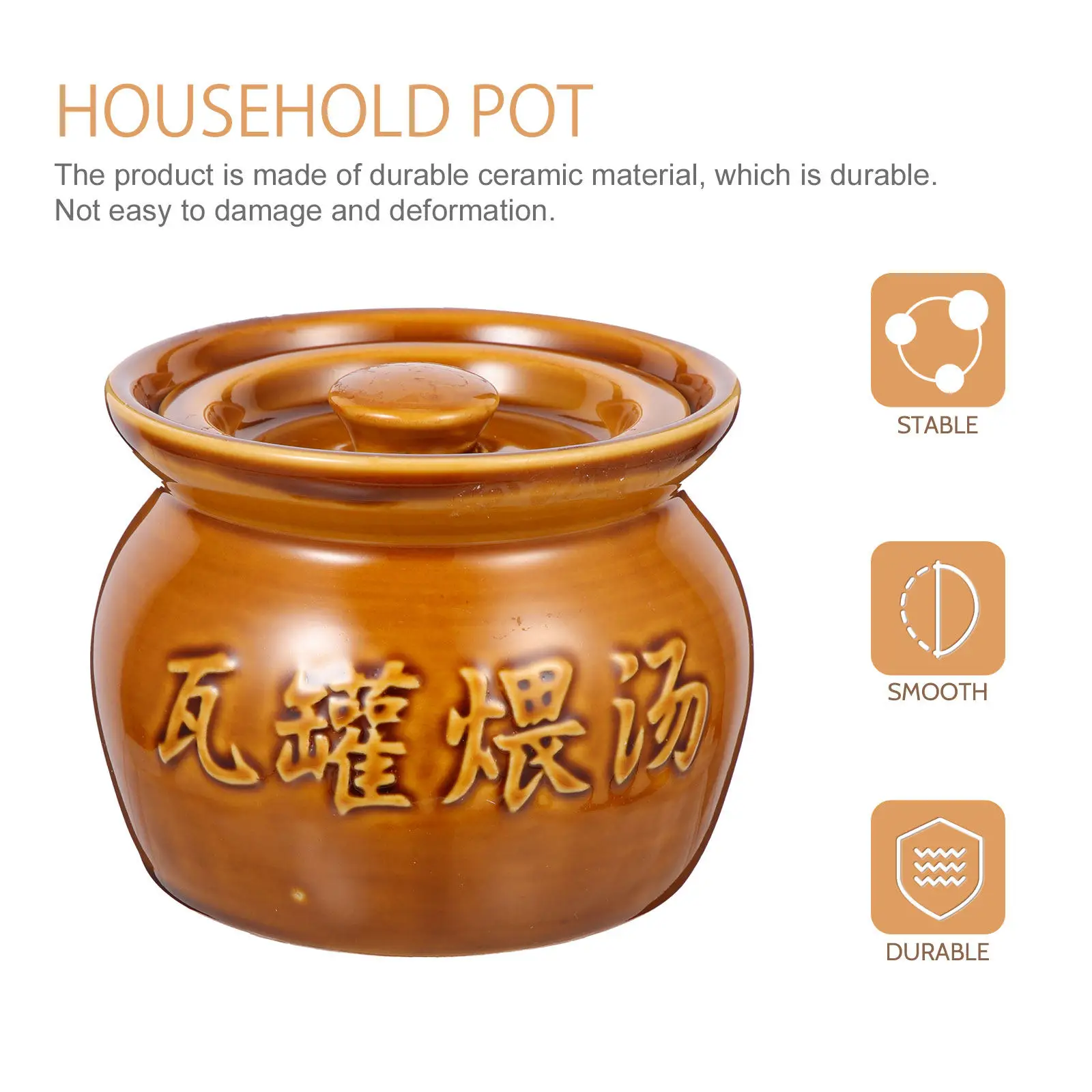 

Home Stewed Soup Pot Elegant Ceramic Bowl with Lid Suitable for Kitchen Dining Room Restaurant Canteen Applications