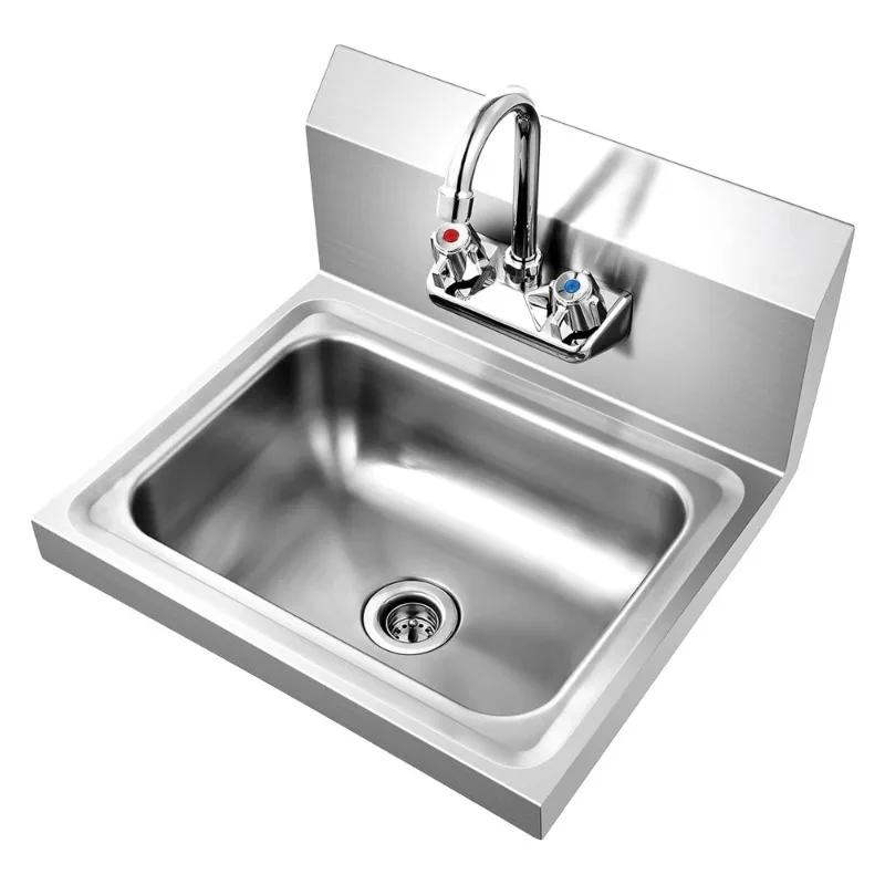 

Commercial Grade Wall Mounted Hand Sink 304 Stainless Steel NSF Certified Durable Easy To Install Restaurants Kitchens Use
