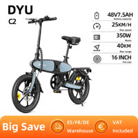 DYU C2 Adult Electric Bicycle 250W   Folding City Commuter  E-bike 48V7.5AH Battery,16 Inch women's Electric Bike
