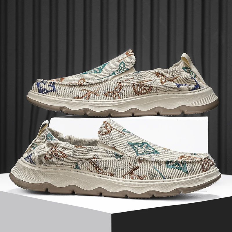 

Летняя мужская повседневная обувь, дышащие легкие прогулочные кроссовки, удобная обувь без шнуровки для вождения, обувь для ленивых, новые тканевые лоферы