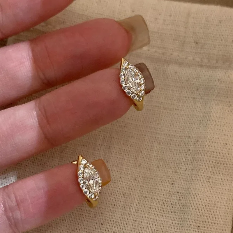 

S925 pure silver, ultra-shining zirconium stone, ear stud, women's jewelry, small earlobe, fashionable and versatile