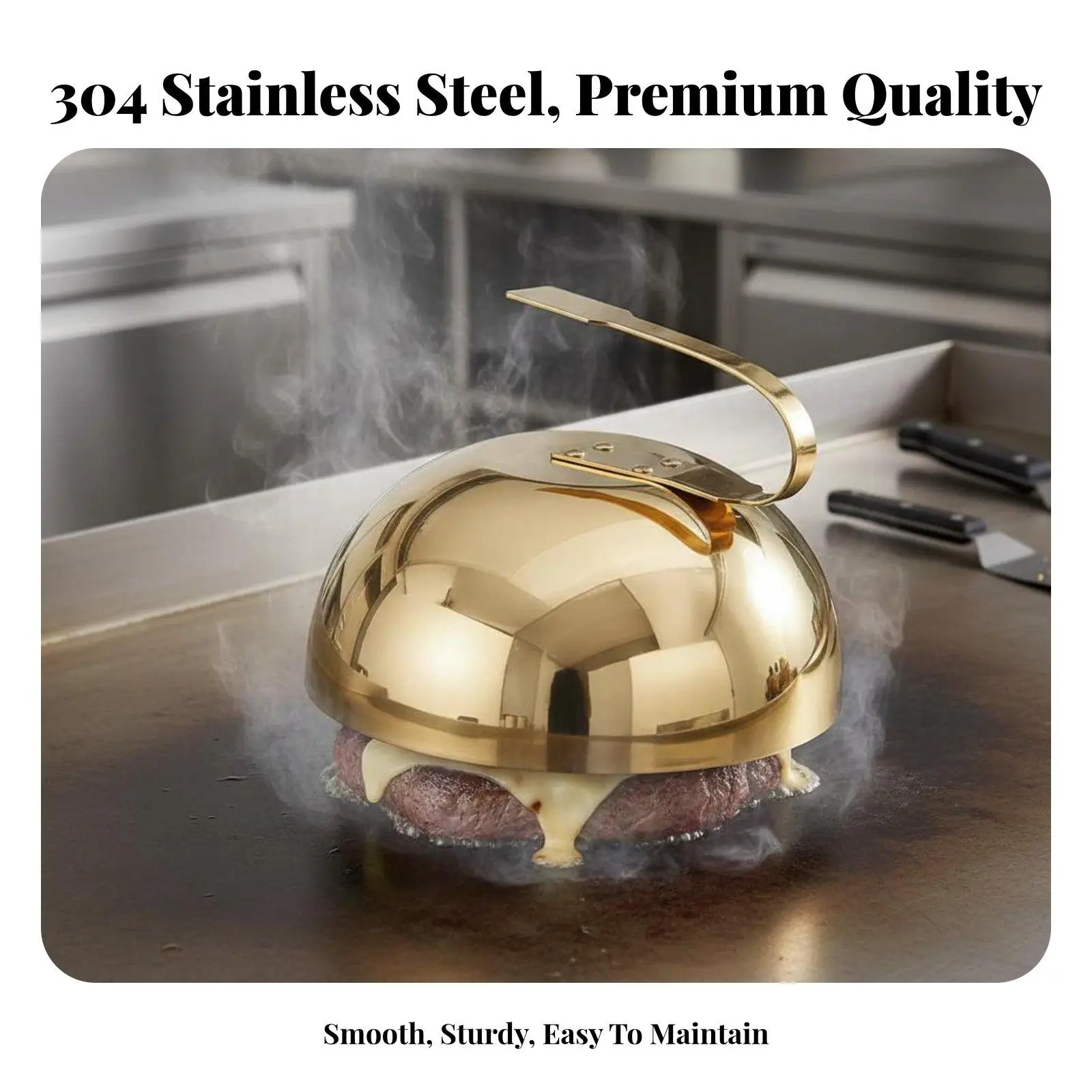 Stainless steel steak cover, protective cover against basting from steaks,