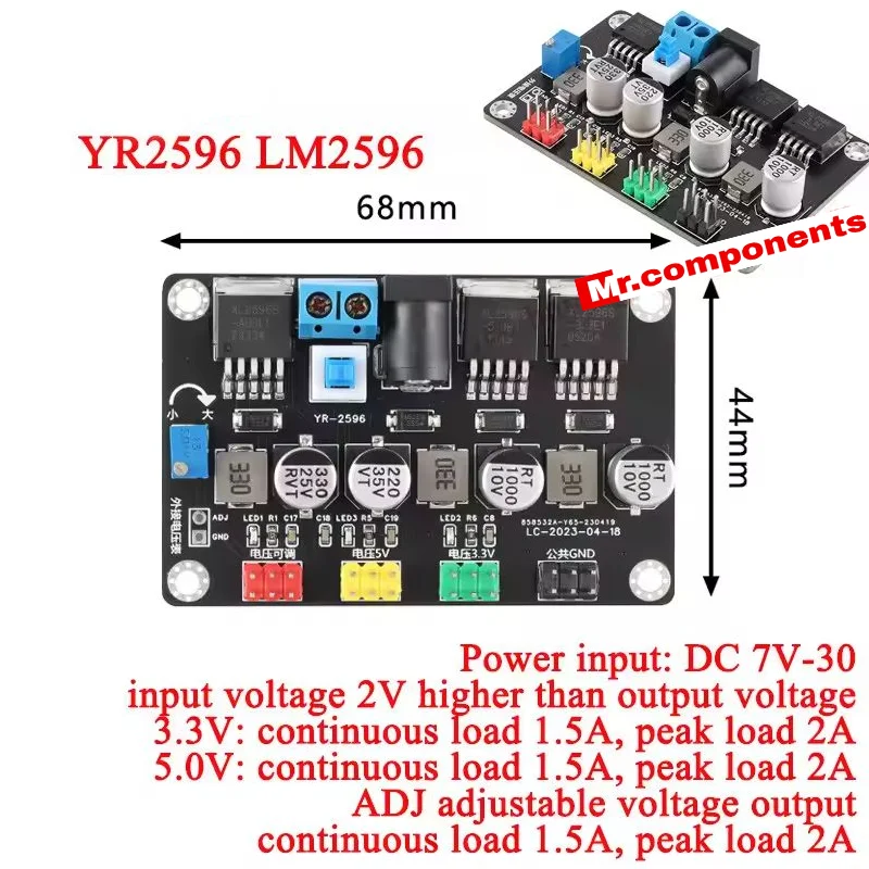 LM2596 YR-1002 Voltage DC Power Conversion Module DC3.3V DC5V DC Adjustable ADJ 12V/5V/3.3V For Smart Car Experimental Motor