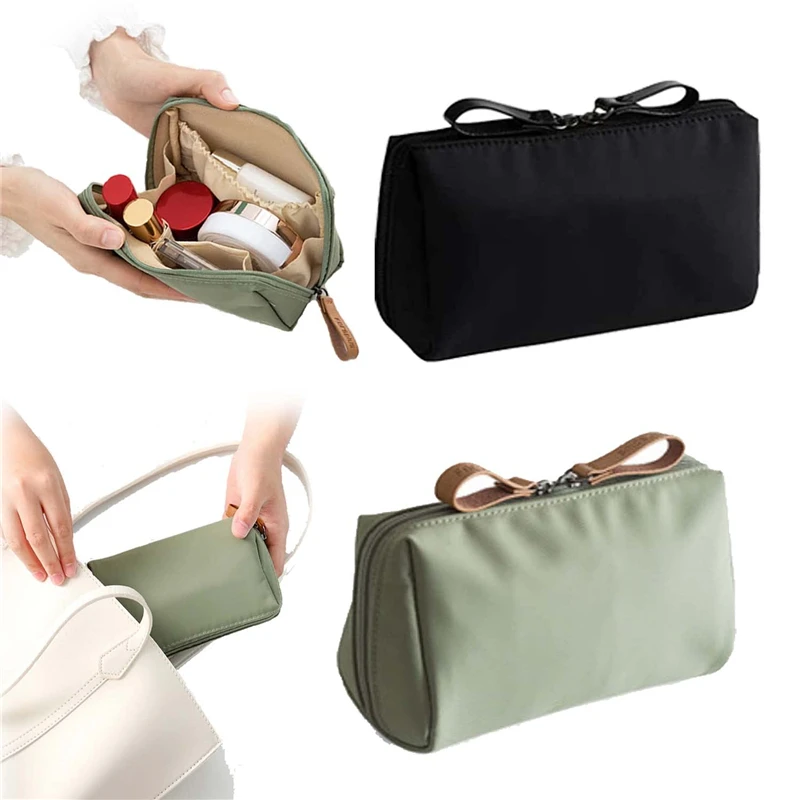 Geteilte Kosmetiktasche mit großem Fassungsvermögen in verschiedenen Farben, Reise-Aufbewahrungstasche für Kosmetik mit Lippenstiftfach, Reißverschluss-Handtasche – Detail 6