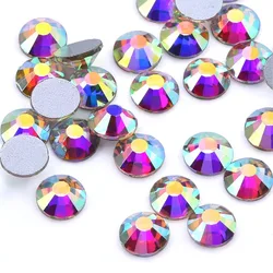 Crystal AB Glass decorazioni per Nail Art ss3 ss4 ss5 ss6 ss8 ss10 ss16 ss20 ss30 ss34 ss50 vetro Non HotFix Nail Art strass