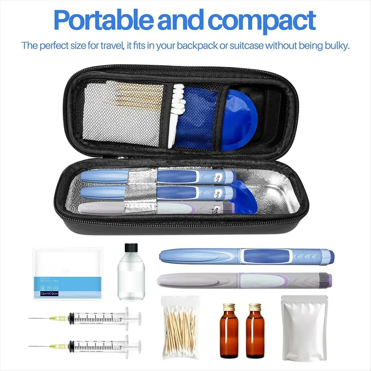 [NEW] Insulin Cooler Travel Case with Temperature Display, Diabetes Travel Case with 2 Reusable Ice Packs for Diabetes Care ℃
