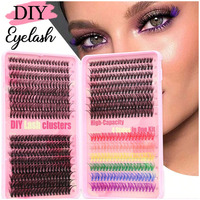 Colorful Cluster 640Fans 30P+40P+50P Individual DIY Eyelash Extensions 9-16mm Mixed Length Lashes Handmade Soft False Eyelashes