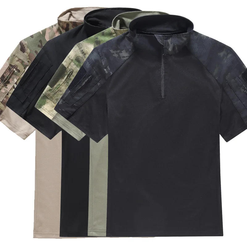 Summer Men's Outdoor Tactical T-Shirts Short Sleeve Camouflage Training Combat Shirt Breathable Tops Lightweight Fast Drying