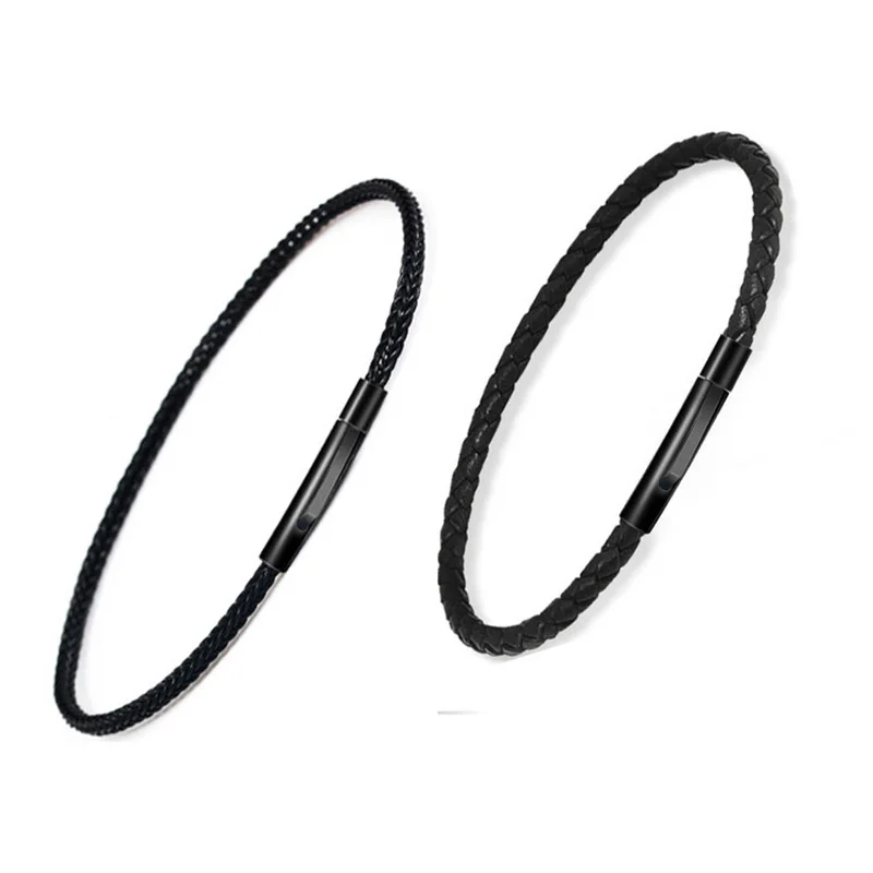 Bracciale in pelle intrecciata fai da te da 2mm 3mm adatto per braccialetti con fune metallica in acciaio inossidabile con fascino originale che