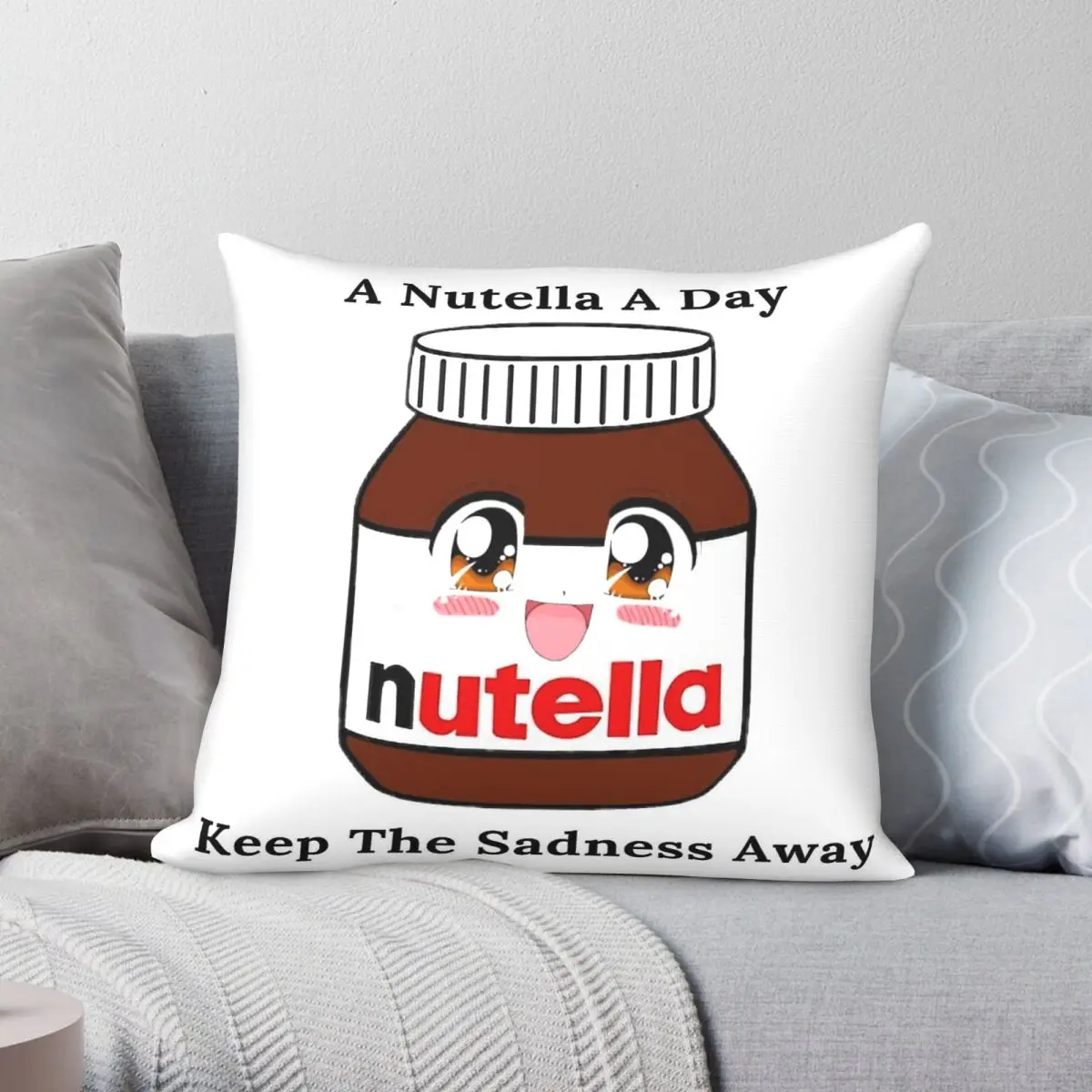 Nutella Keep The Sadness Away Pillowcase Polyester Linen Velvet Creative Decorative Throw Pillow Case Home Cushion Cover 45x45