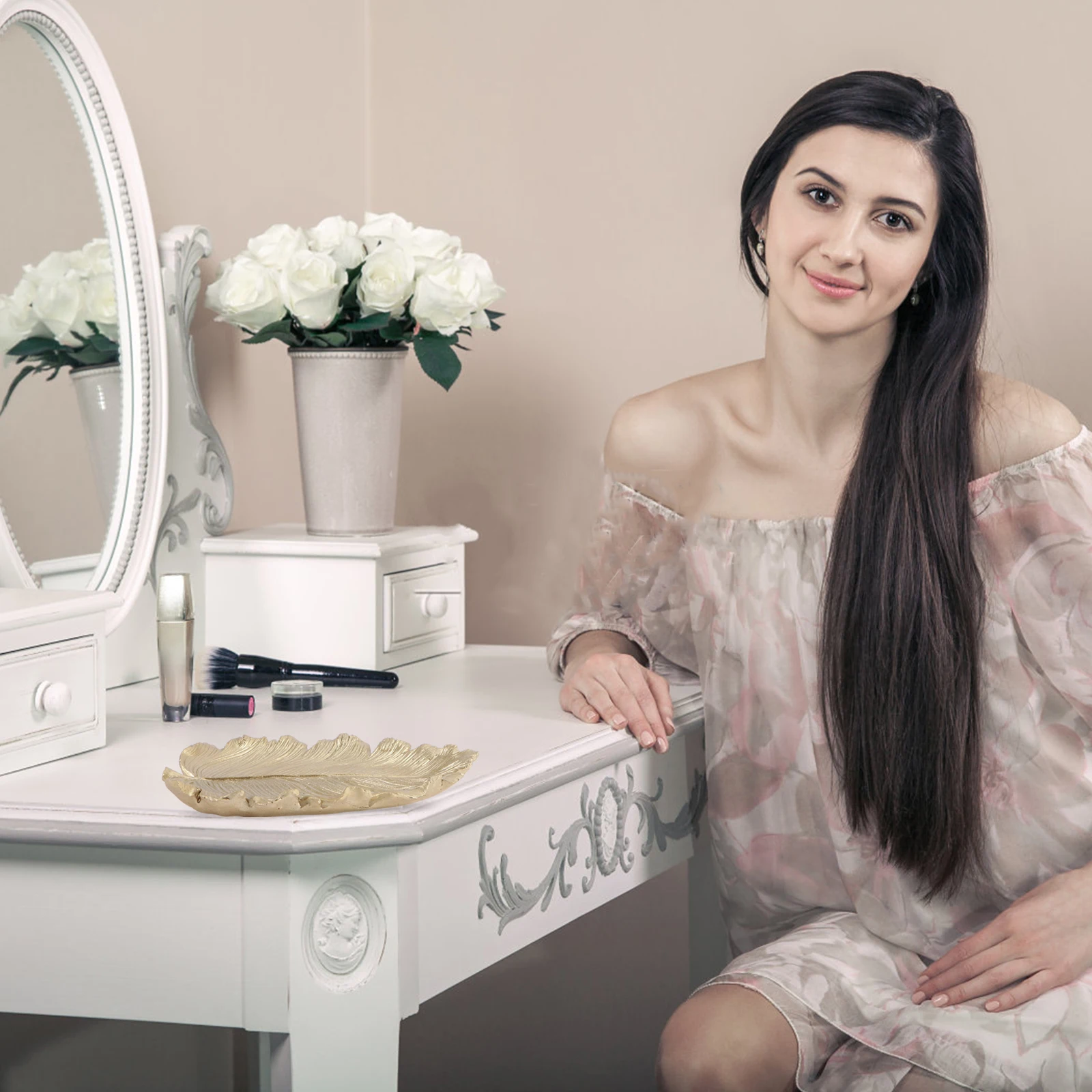 Golden Ring Tray Jewelry Plate for Storage Leaf Shape Home Decor Mini Tray Table Accessories Wedding Gift Rings Holder Display