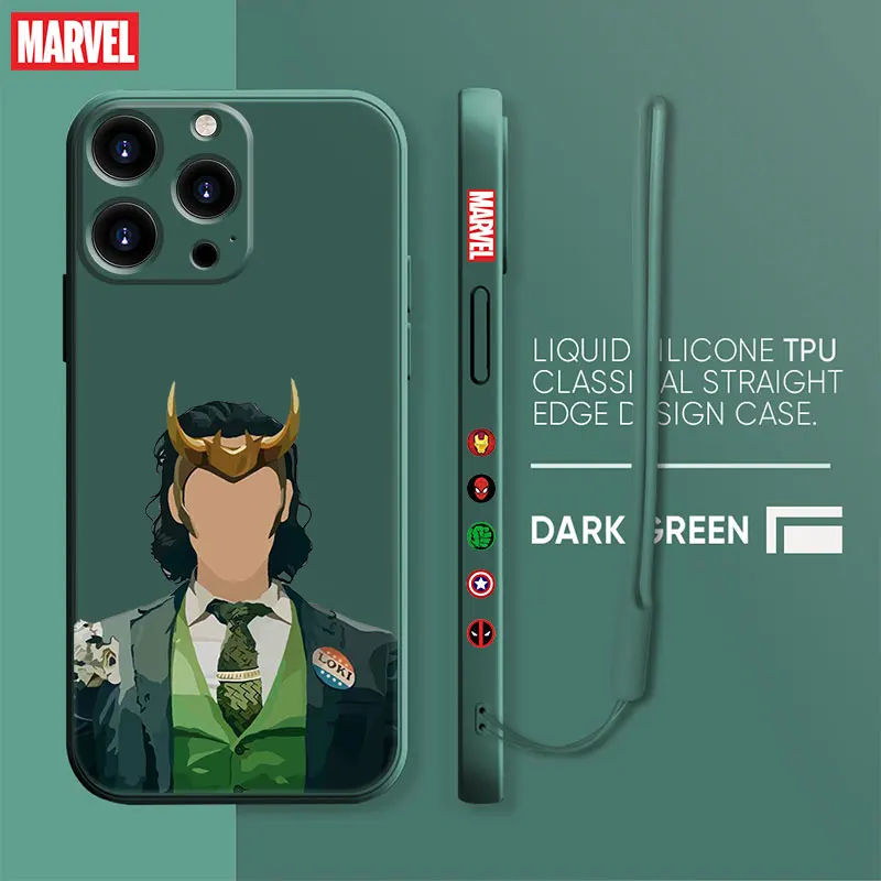 Luxury Liquid Silicone Phone Case For iPhone 15 14 13 12 11 Pro Max Mini X XR XS Max 7 8 Marvel Loki Wanda No Face Art Cover