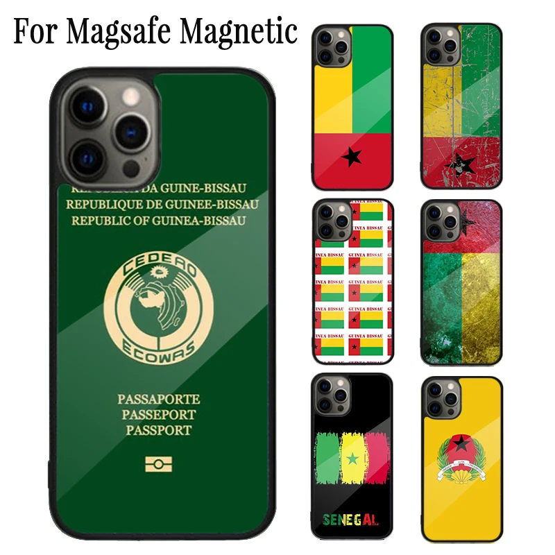 Guinea Bissau Flag Magnetic Phone Case Coque For iPhone 16 15 14 Plus 13 12 Mini 11 Pro Max Magsafe Wireless Charging Cover