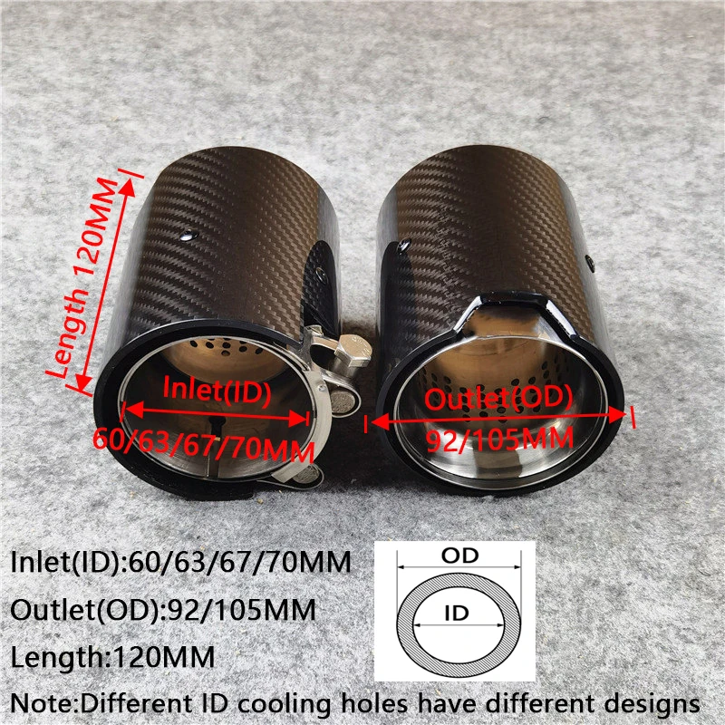1 Piece Carbon Exhaust Pipe Muffler Tips For BMW F20 F21 F30 F32 F36 M2 M3 M4 M Performance Silver Rear Nozzles Tails Throat