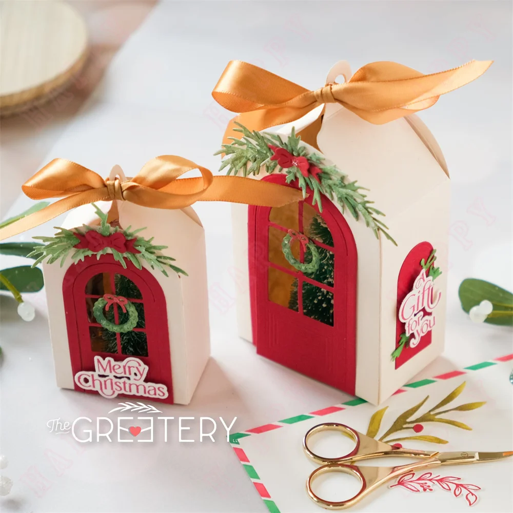 2024 New Christmas Arch Box Large Metal Cutting Dies Stamps Stencil Scrapbooking Mailbox Decoration Template DIY Greeting Card