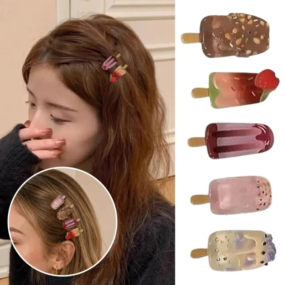 5/10/20PCS Cute Funky Ice Cream Hair Clips Popsicle Mini Hairpins Sweet Summer Hair Accessories for Girls Bangs Tidying Clips