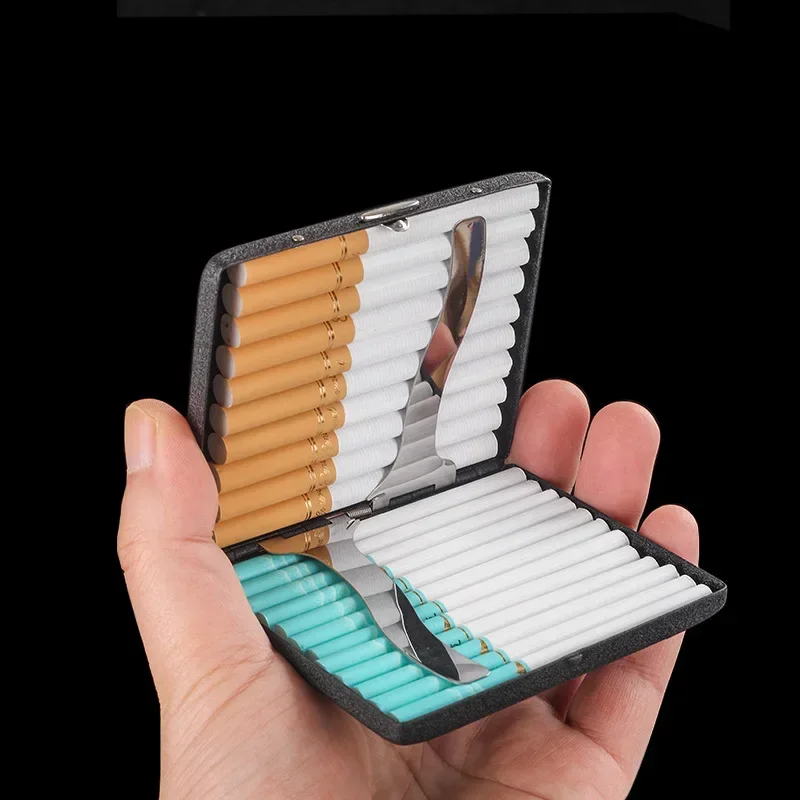 Boutique Case Box Container For Smoking Ultra-thin 20-Sticks Cigarette Metal Frosted Black Cases Pocket Gift for Smoker