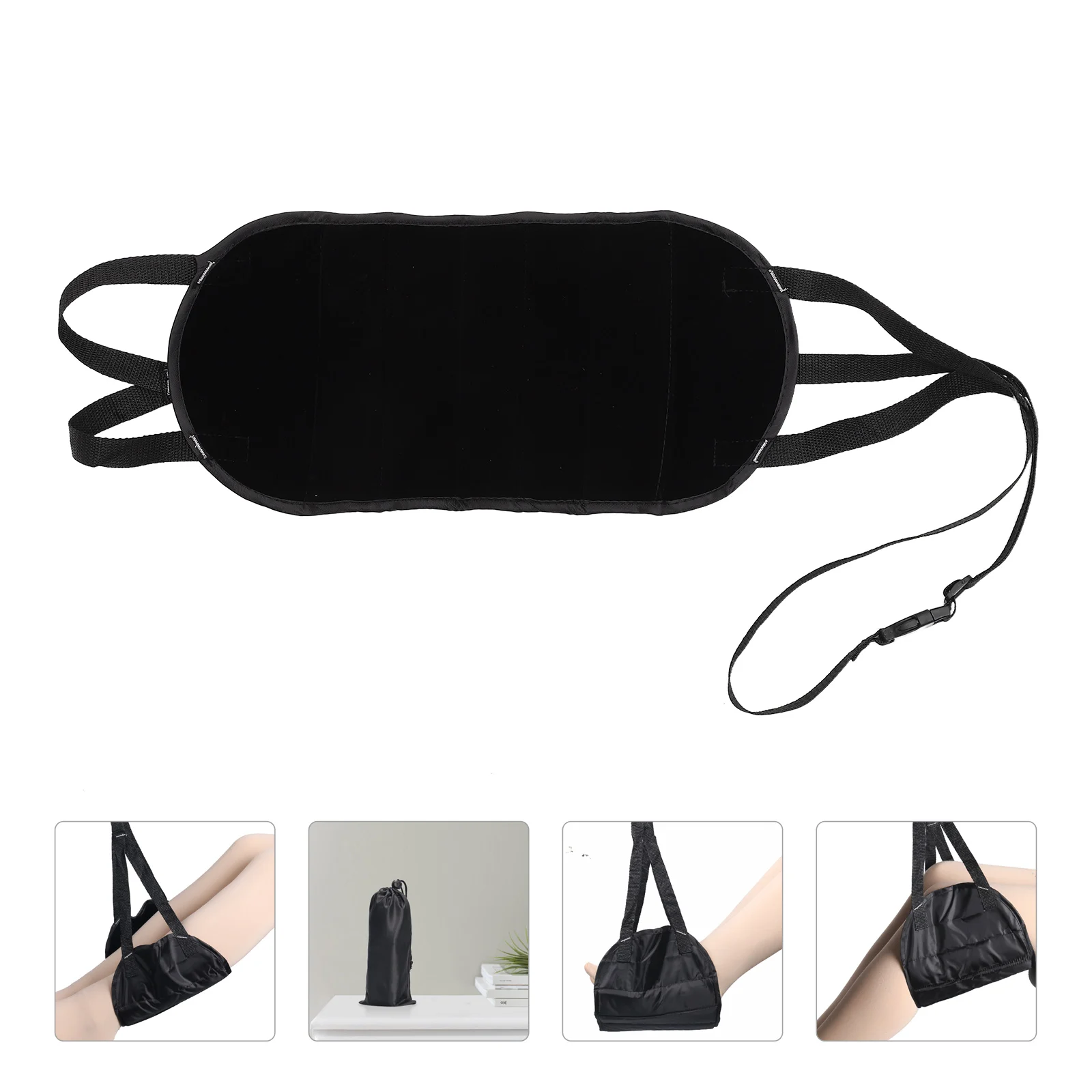 

Portable Travel Foot Rest Hammock Airplane Foot Hammock Black Cotton Core Stepping Stool Adjustable Design For Plane Train