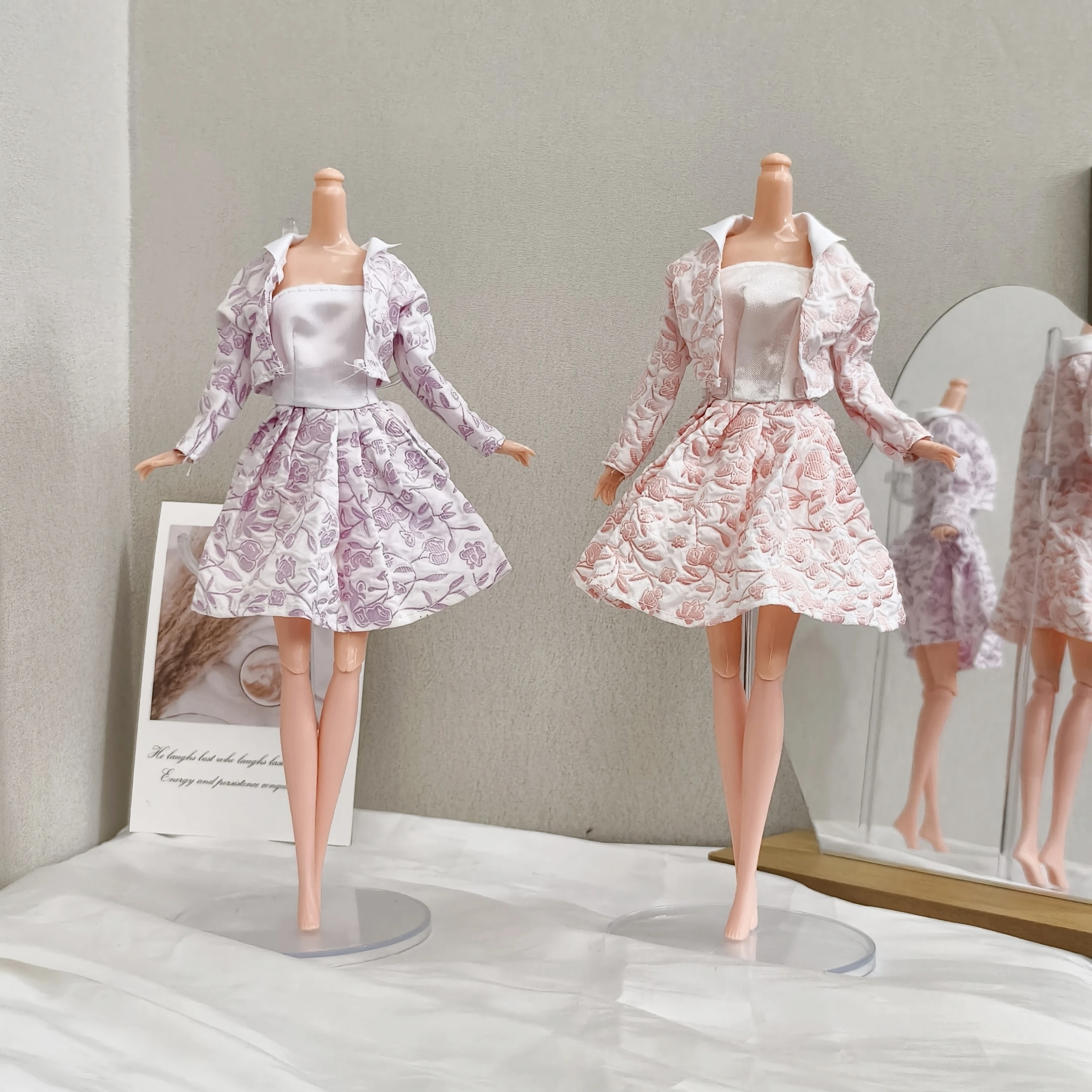 30cm 인형 옷 액세서리 프렌치 엘레강트 플라워 드레스 세트 1/6 BJD 슈퍼모델 인형 DIY 데일리 드레스업