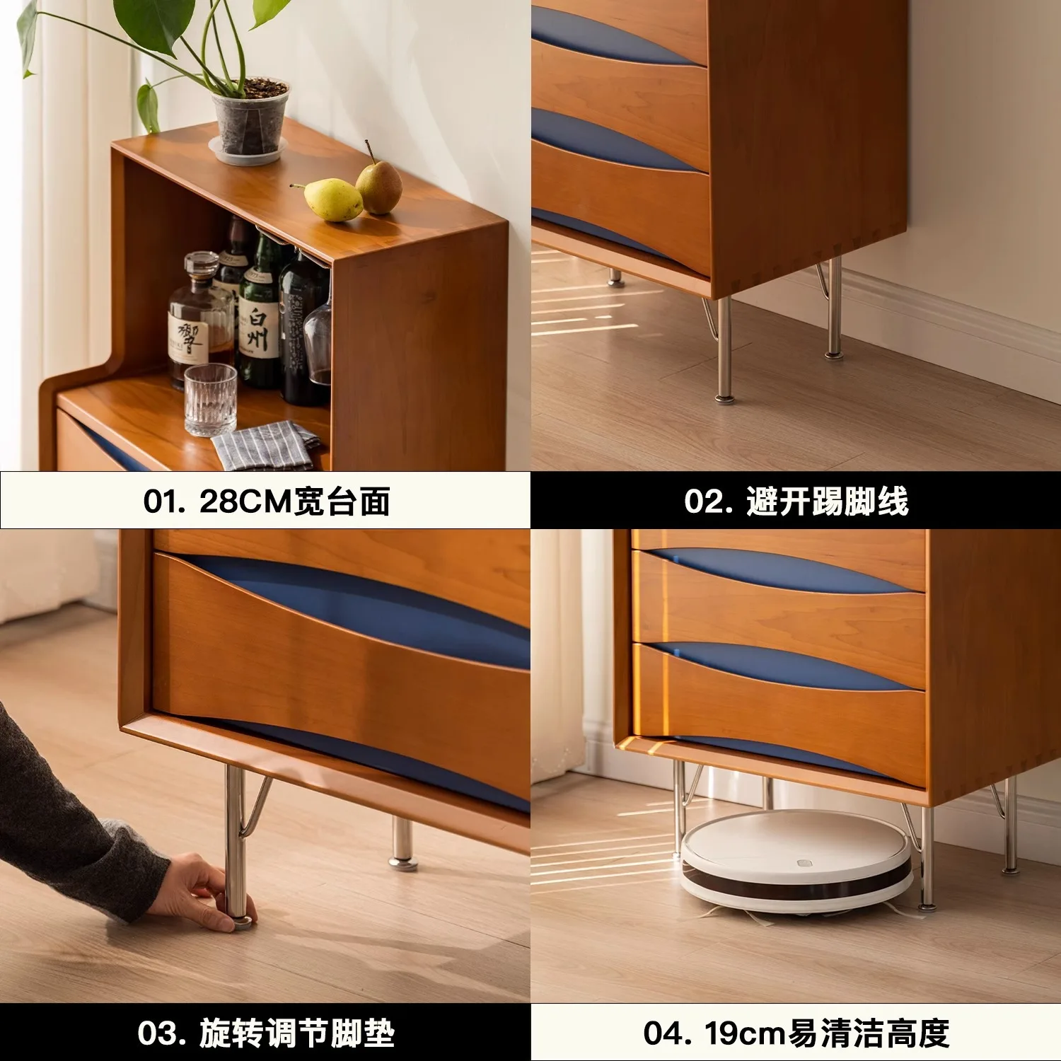 Mittelalterlicher Beistellschrank. Eimerschrank aus massivem Holz. Retro-Vertikalschrank im Wohnzimmer