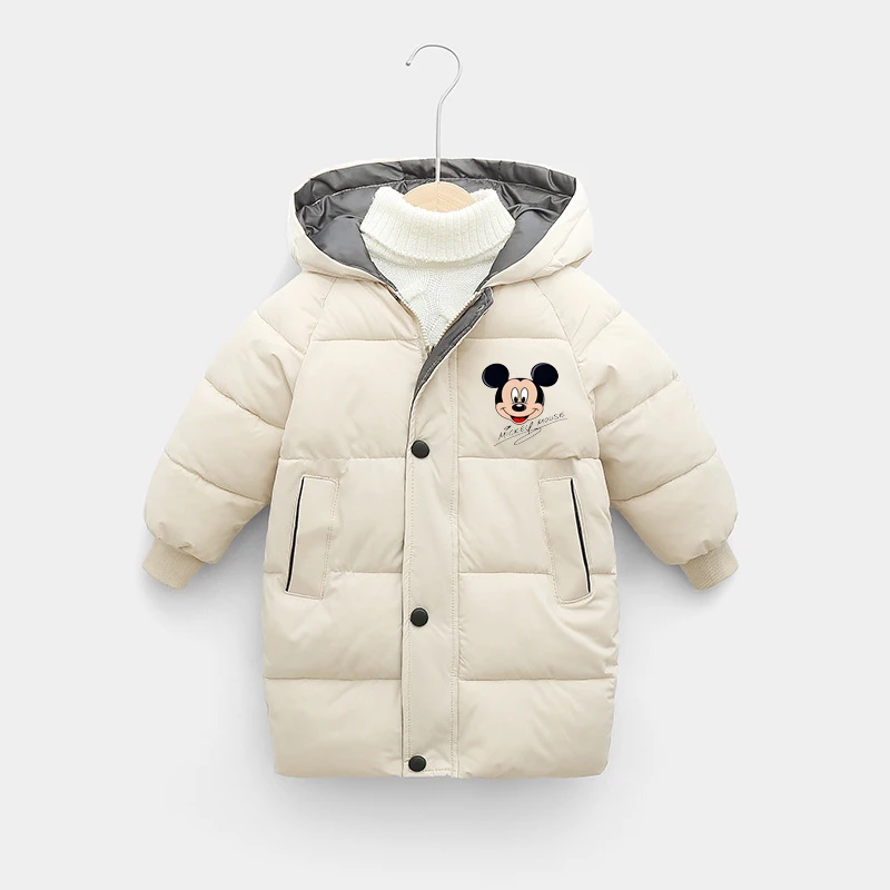 Chaqueta con capucha con temática de Mickey para niñas, ropa de abrigo de invierno, abrigo grueso y cálido para adolescentes de 3 a 10 años, ropa para niños