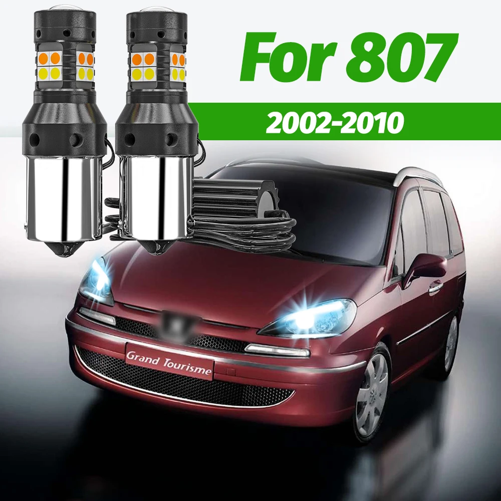 2x Dual-Mode-Blinker + Tagfahrlicht-Zubehör LED DRL für Peugeot 807 2002-2010 2003 2004 2005 2006 2007 2008 2009