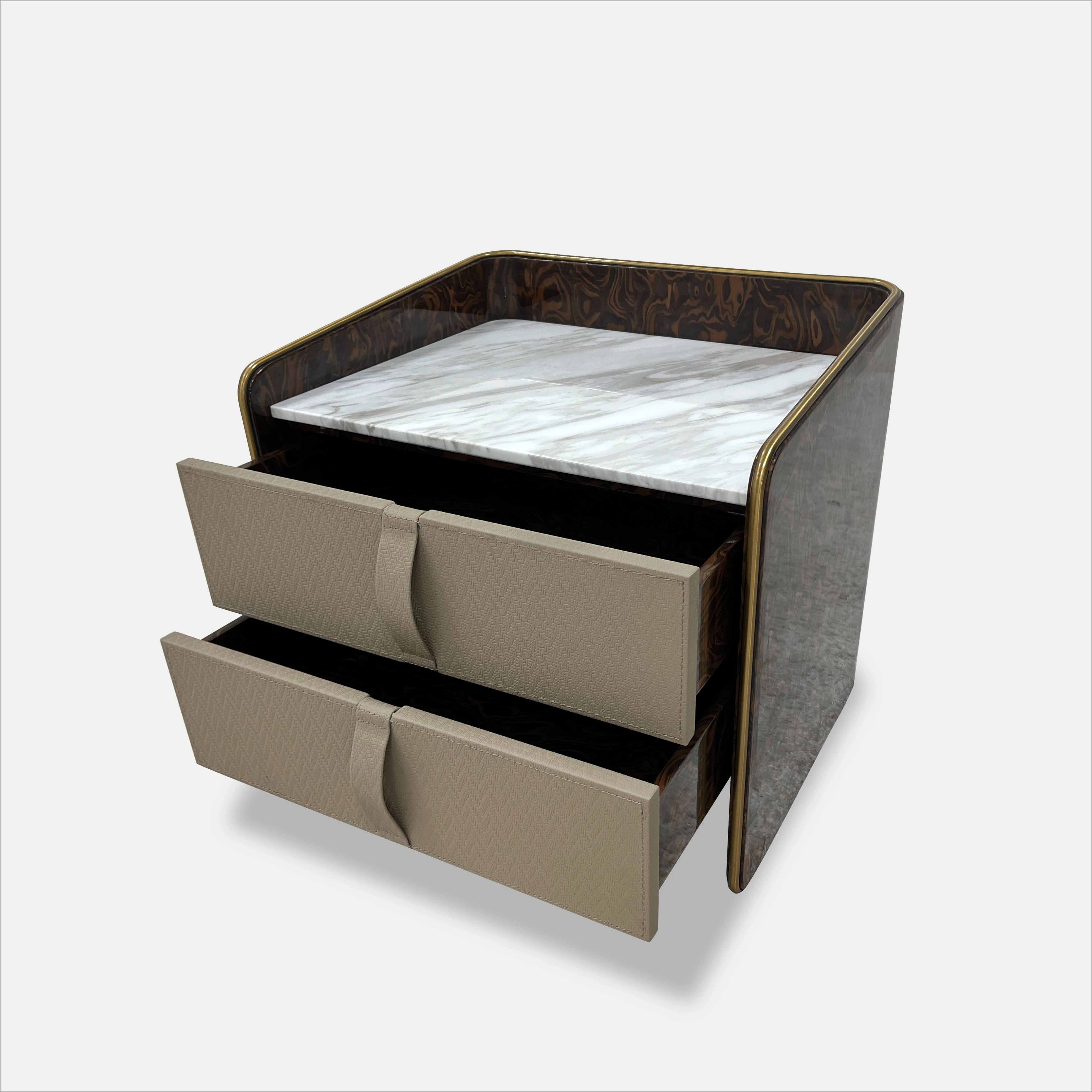 أثاث غرف النوم الفاخرة الحديثة، طاولات السرير الرخامية، طاولات السرير الجلدية