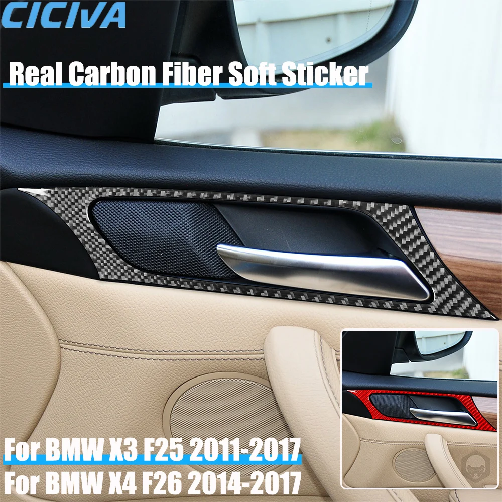 

Real Carbon Fiber Car Accessories Door Handle Decorative Frame Cover Soft Sticker For BMW X3 F25 2011-2017 X4 F26 2014-2017