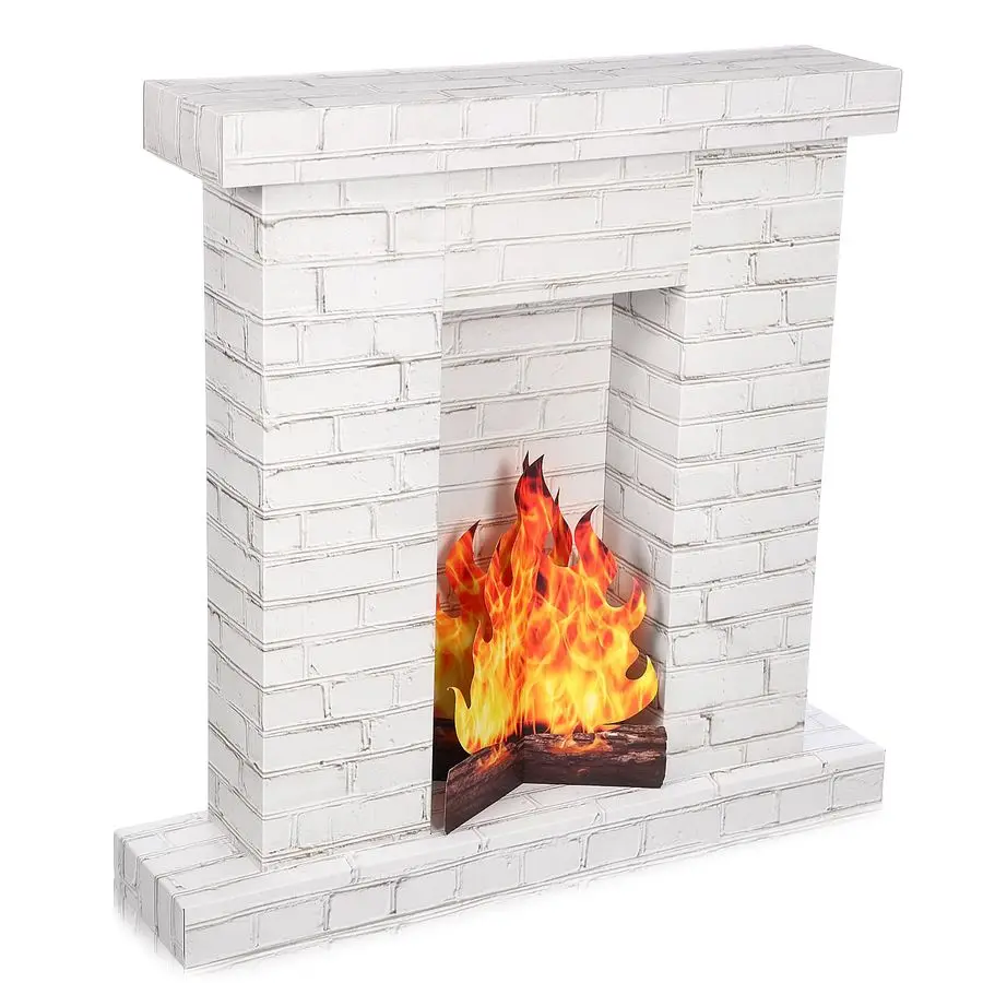 

Set Christmas Corrugated Fireplace 35.5 x 29 x 8 Inch Cardboard Fireplace with 3D Fire Flame Prop 3D Life Size Cardboard Cutout