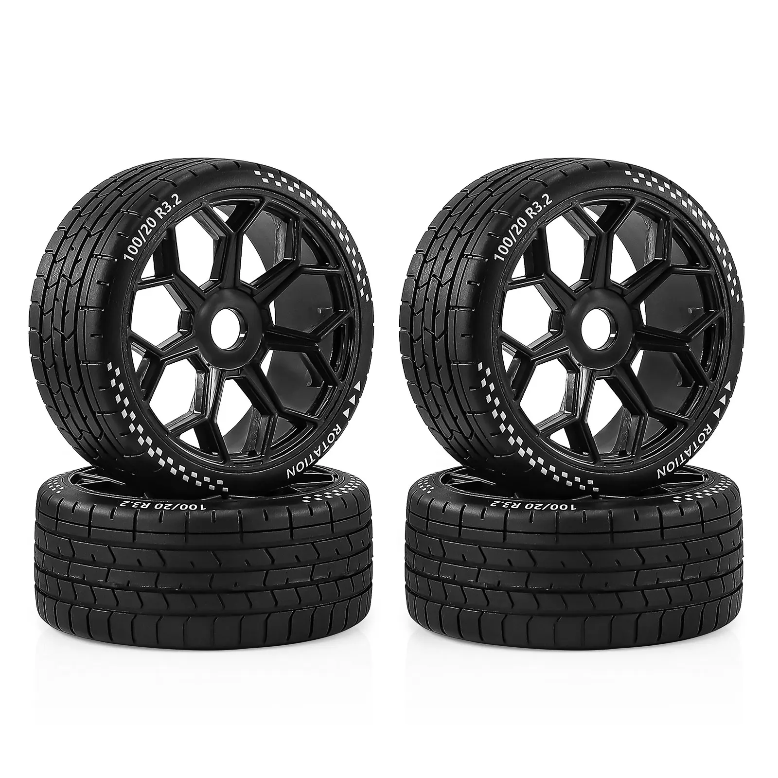 

High-Speed RC Tire Wheels 4PCS for 1/7 ARRMA Infraction FELONY Limitless, Fits FSRC Model GT 1/8 HuanNao X3GT, 17mm Hex Hub On R