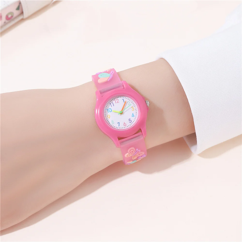 New Fashion Butterfly 3D Pattern Children\'s Watch Student Regular Daily Study Watch Girls Gift