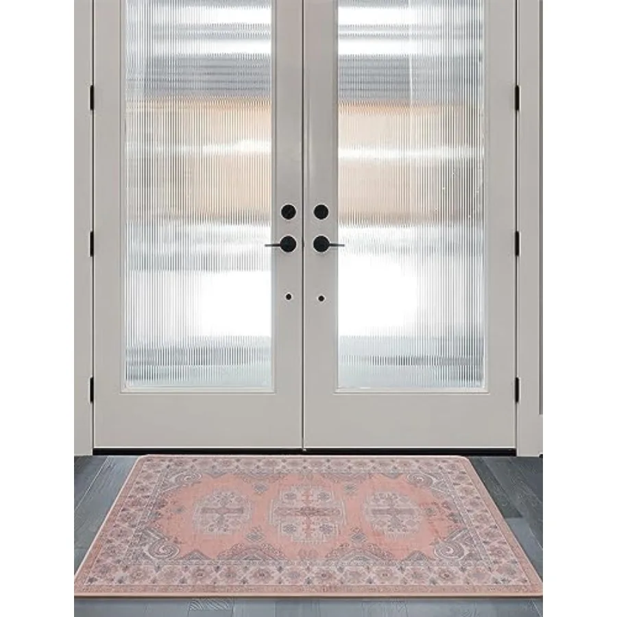 

Washable Entryway Runner Area Rug for Small Spaces: 2x3ft Stain Resistant Boho Style Doorway Throw Rug with NonSlip Backing Ide